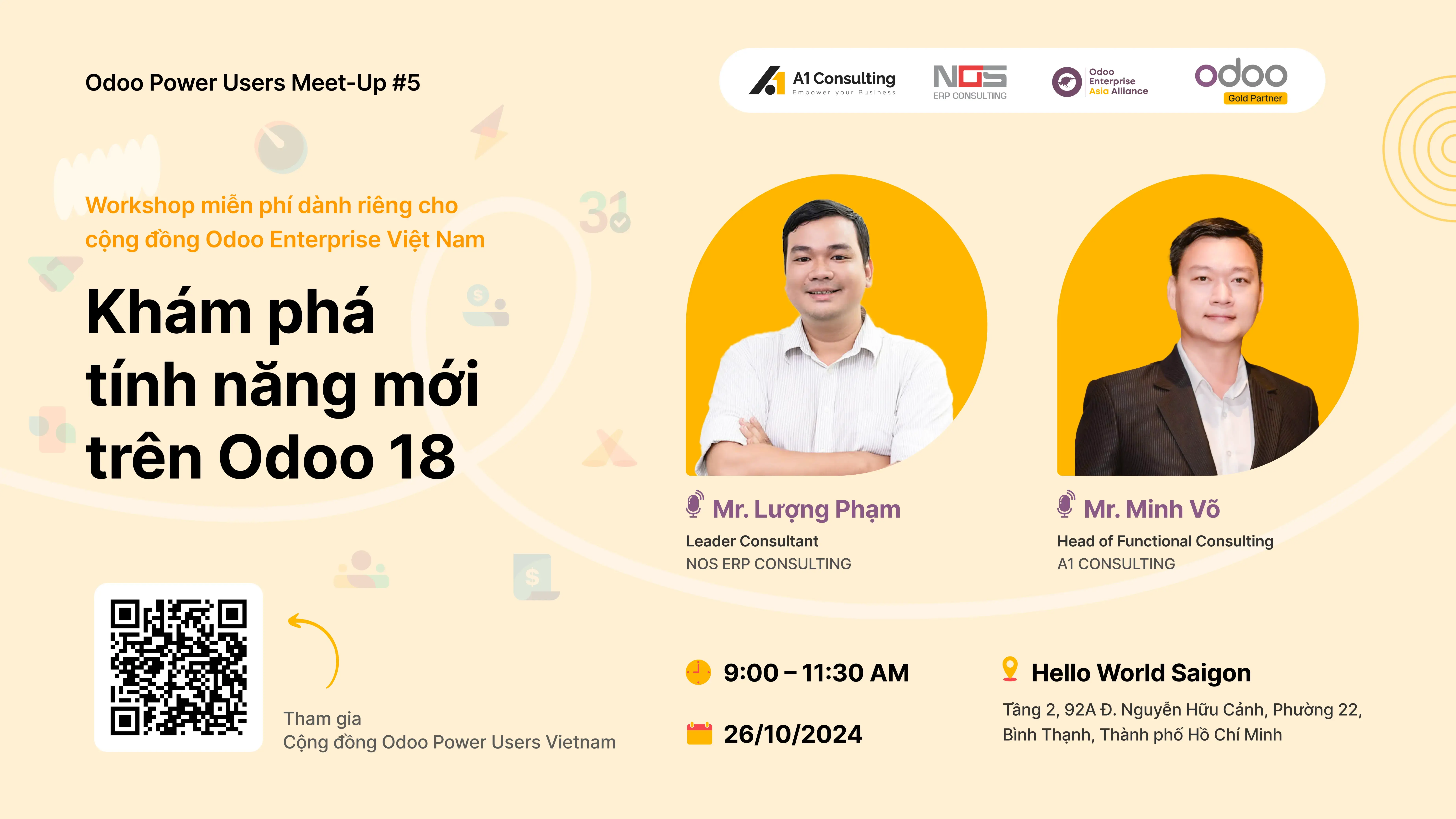 [Workshop] [26/10/2024] Odoo Power Users Meet-up #5: Kh&aacute;m ph&aacute; t&iacute;nh năng mới tr&ecirc;n Odoo 18